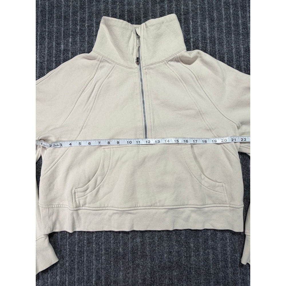 Lululemon Scuba Oversized Half Zip Pullover M/L Cream Cropped Sporty Neutral - Picture 6 of 7